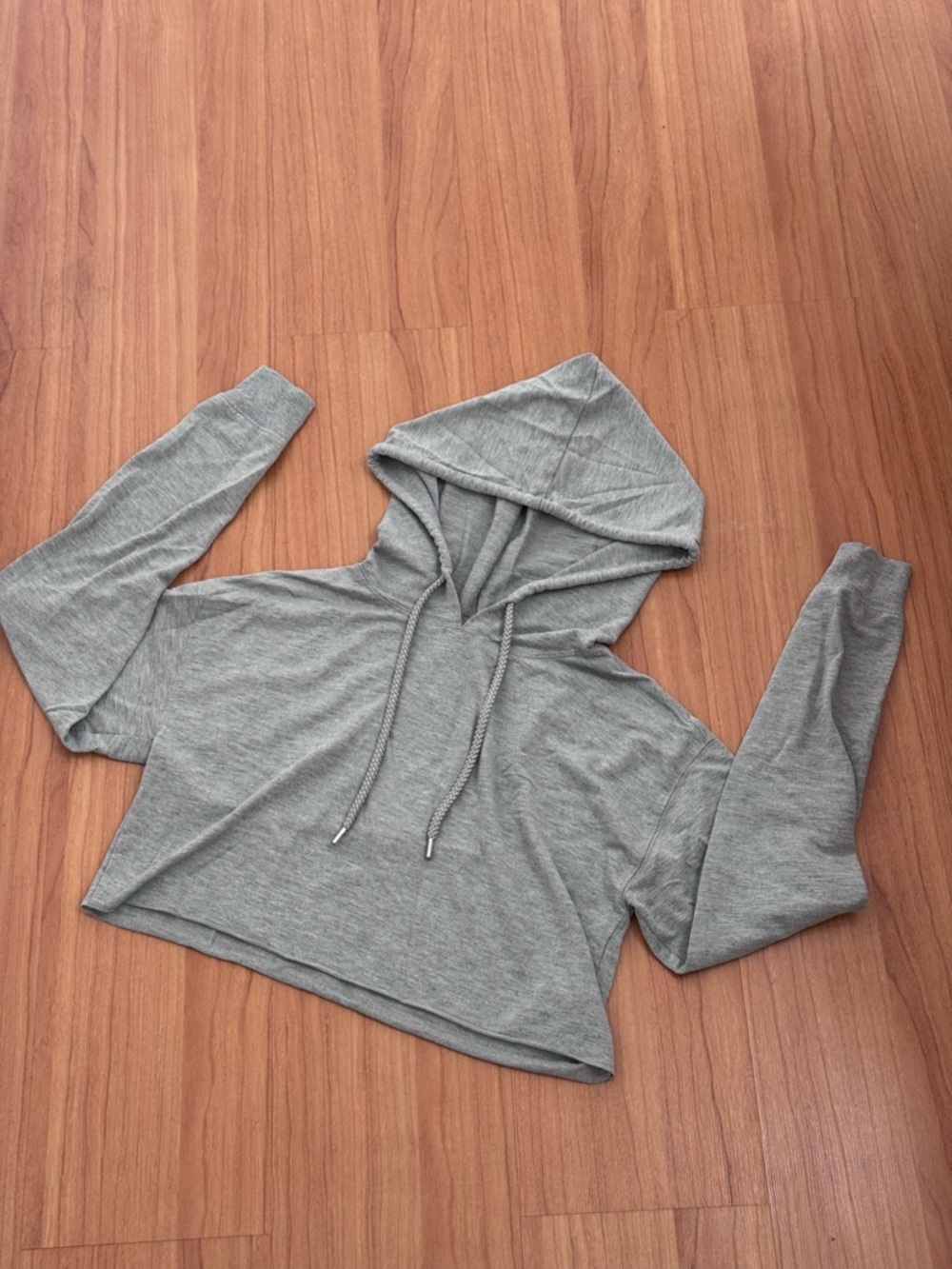 Forever 21 Cropped Hoodie Gray Size Small Casual